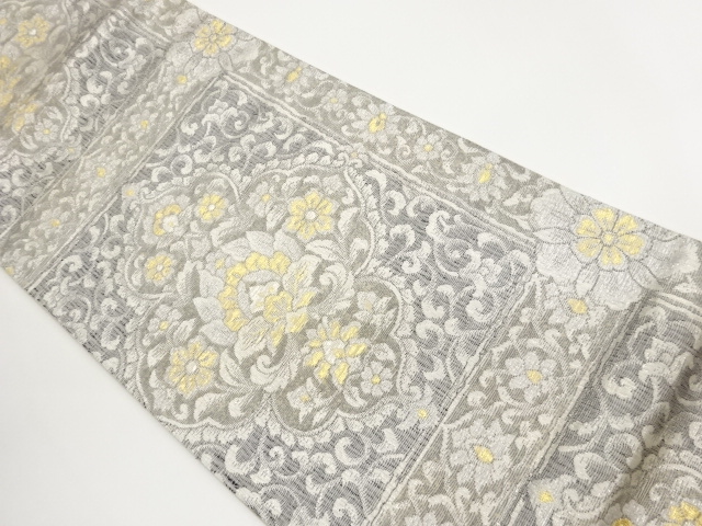 JAPANESE FUKURO OBI / WOVEN FLORAL PLANTS